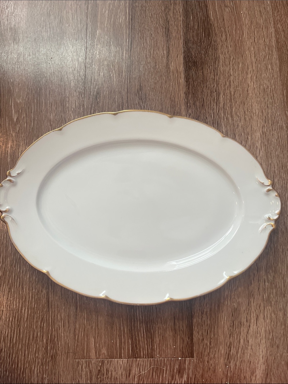 Vintage Victoria Austria White Porcelain Oval Serving Platter with Gold Edge